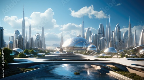 Futuristic advanced city with Realistic. photo