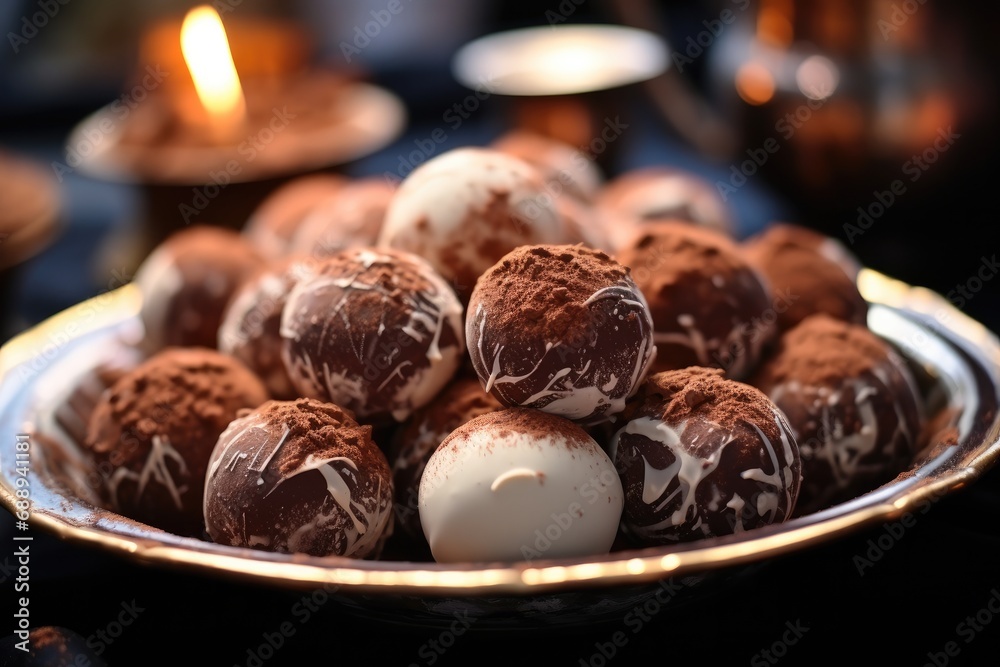 Close up of luxury chocolate truffles. Close up of luxury chocolate truffles.