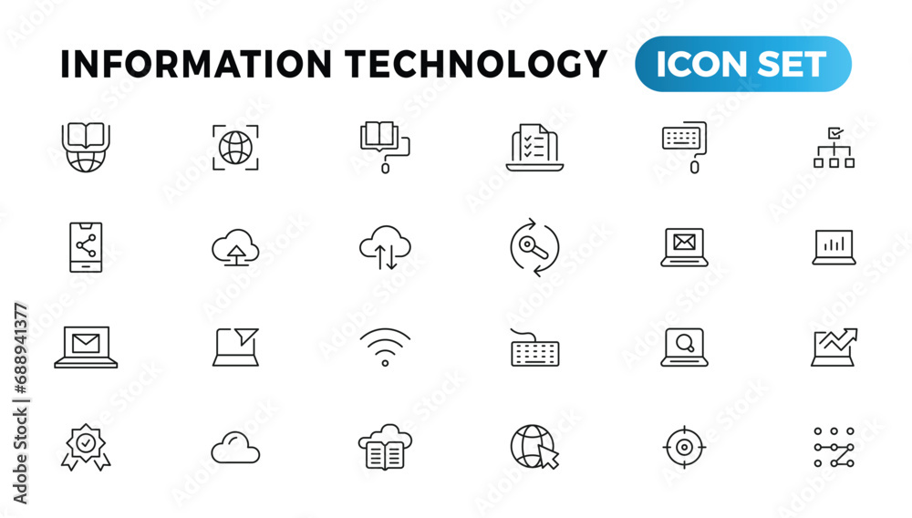 Information technology line icons collection. Big UI icon set in a flat design. Thin outline icons pack Information technology line icons collection. Big UI icon set in a flat design. Thin outline icons pack