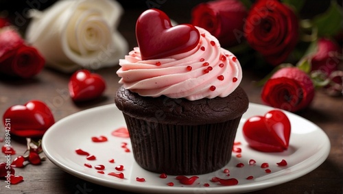  Valentine's Day Chocolate Cupcakes. Ai generative.