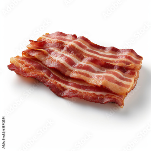 slices of bacon isolated on white background