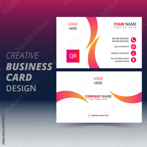 creative modern name card and business card, double sided business card template modern and clean style, Personal visiting card with company logo.