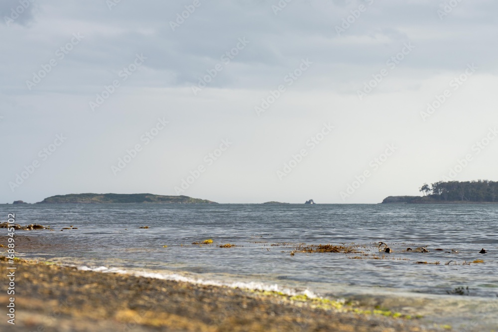 flat rocky coastline by the ocean in tasmania australia flat rocky coastline by the ocean in tasmania australia