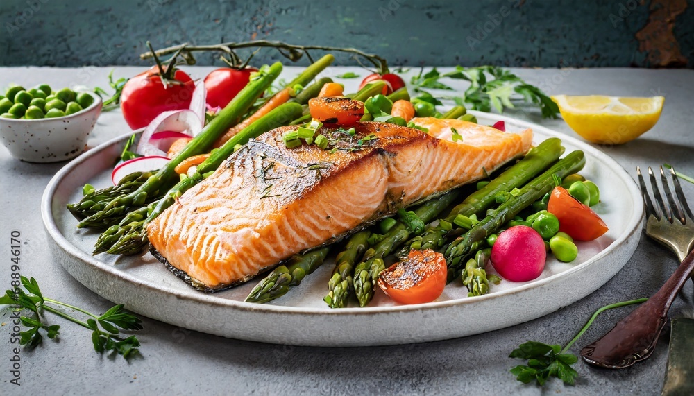Palate Pleaser: Roasted Salmon Steak and Garden-Fresh Vegetable Harmony Palate Pleaser: Roasted Salmon Steak and Garden-Fresh Vegetable Harmony