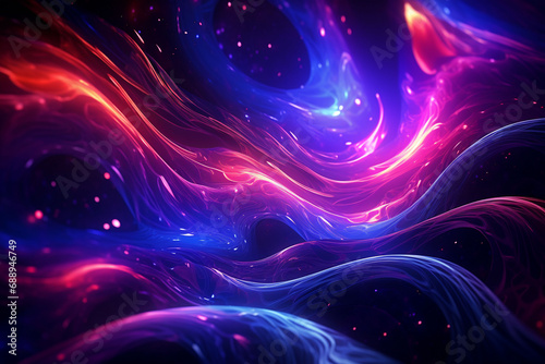 Abstract Neon Wave Background created with Generative AI