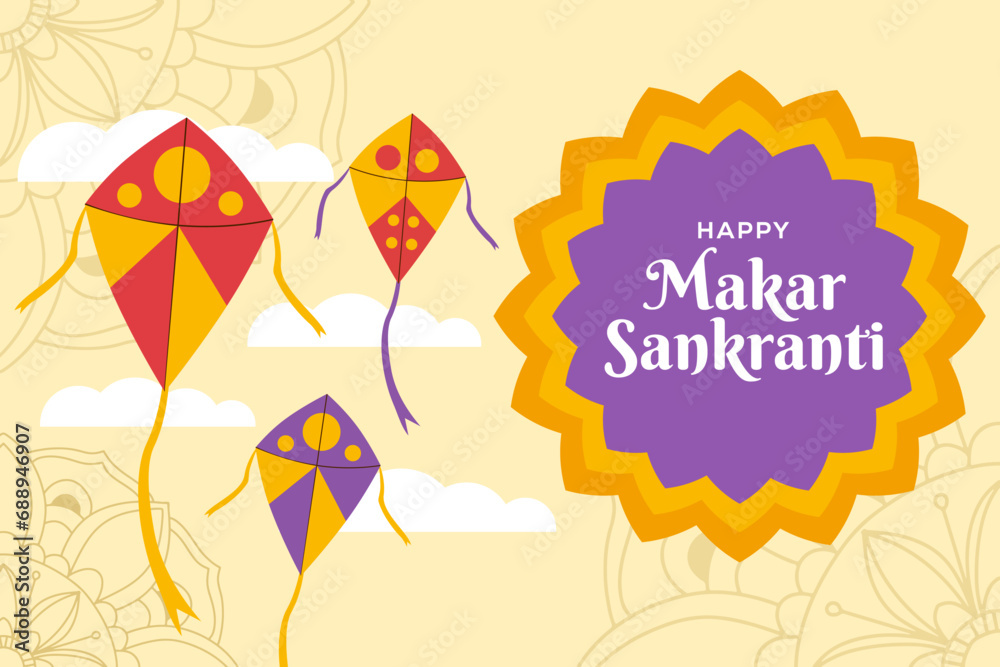 vector Happy Makar Sankranti background illustration