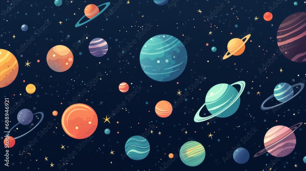 
starry vector space background - cute flat style template with stars in outer space
