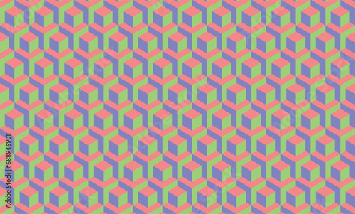Hexagon 3D illusion cube psychedelic medium dark colors 