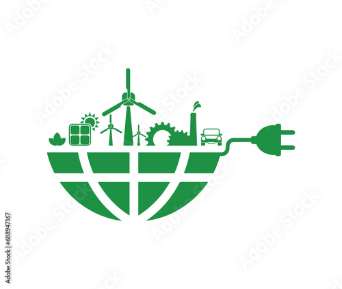 reducing CO2 emissions to stop climate change. green energy background	