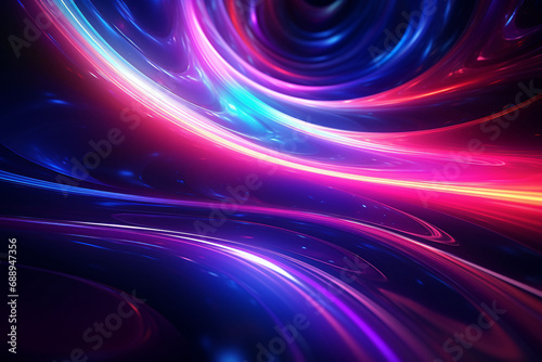 Abstract Neon Wave Background created with Generative AI