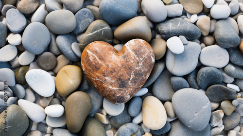 Abundance of Heart-Shaped Rocks on Gravel Background