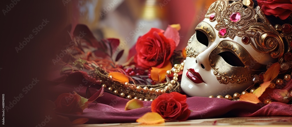 Venetian carnival mask in Italy with a traditional touch.