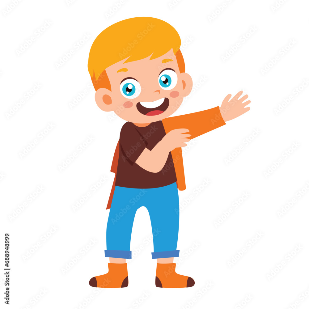 Little Kid wearing clothes getring dressed daily routine Activity. Little Boy dressing. Children discipline preparing fashion. Isolated Element Objects. Flat Style Icon Vector Illustration
