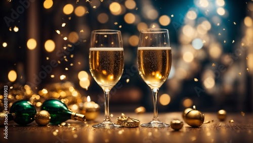 Festive Sparkling Wine for a Glittering New Year. Generative AI