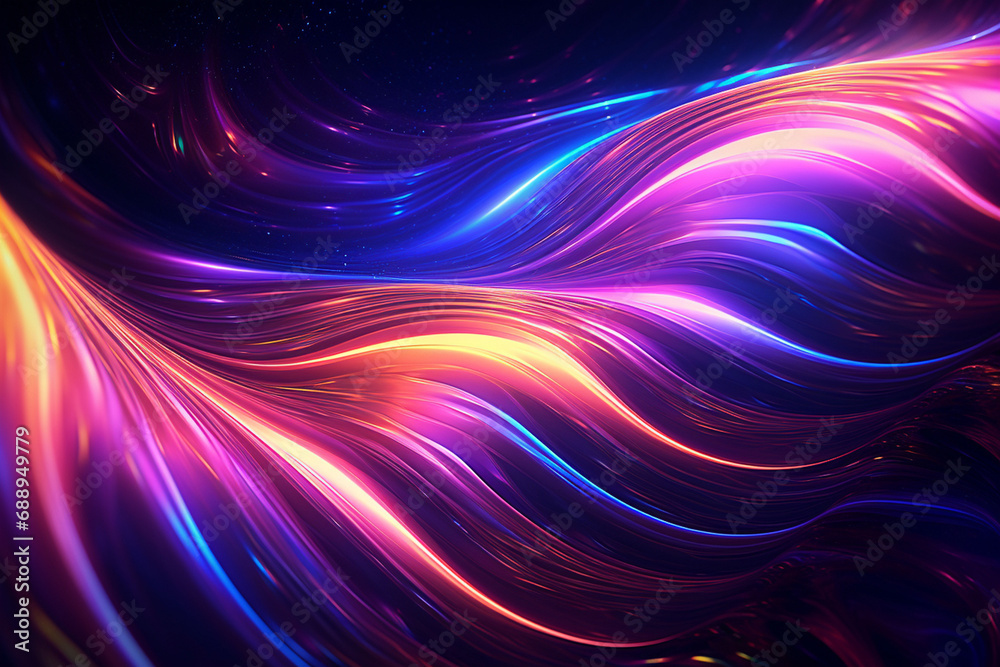 Abstract Neon Wave Background created with Generative AI Abstract Neon Wave Background created with Generative AI
