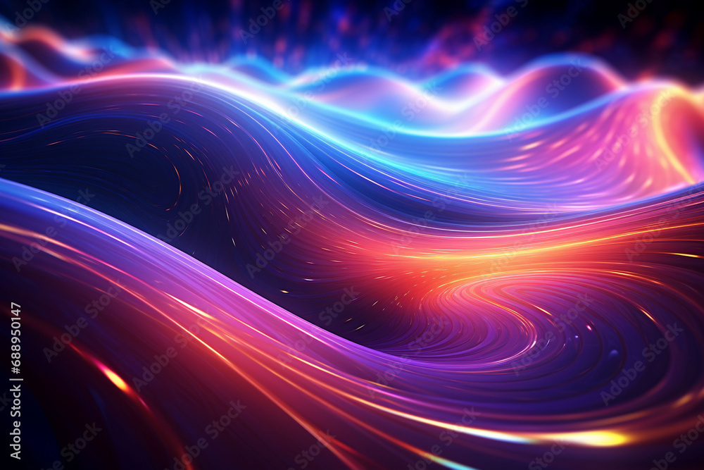 Abstract Neon Wave Background created with Generative AI Abstract Neon Wave Background created with Generative AI