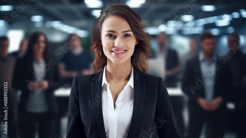 Professional Woman in front of Blurred Background with Other Employees, Best Candidate Concept 