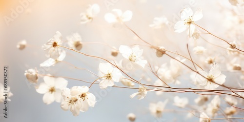 Delicate Dried White Flowers in Soft Macro Light