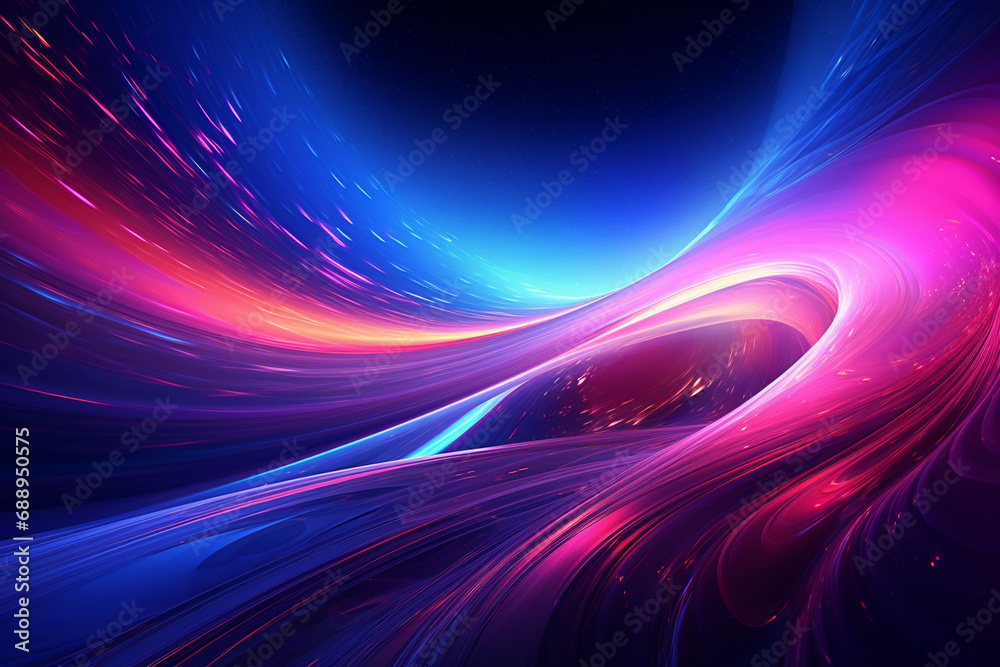 Abstract Neon Wave Background created with Generative AI