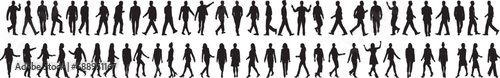 Set of business people silhouette, man and woman team, isolated on white background