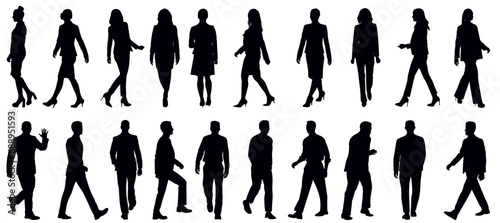 Set of business people silhouette, man and woman team, isolated on white background photo