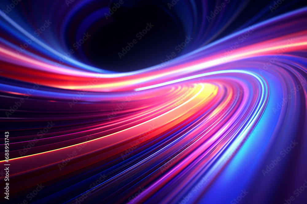 Abstract Neon Wave Background created with Generative AI Abstract Neon Wave Background created with Generative AI