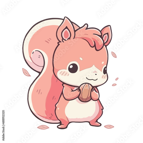 Cute squirrel with cookie. Vector illustration isolated on white background.