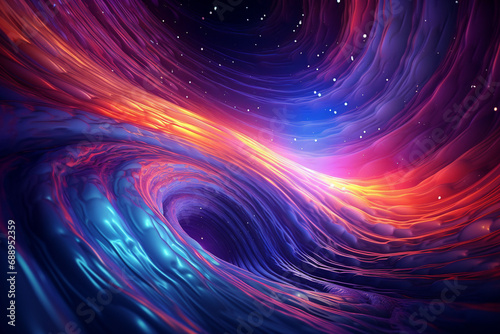 Abstract Neon Wave Background created with Generative AI