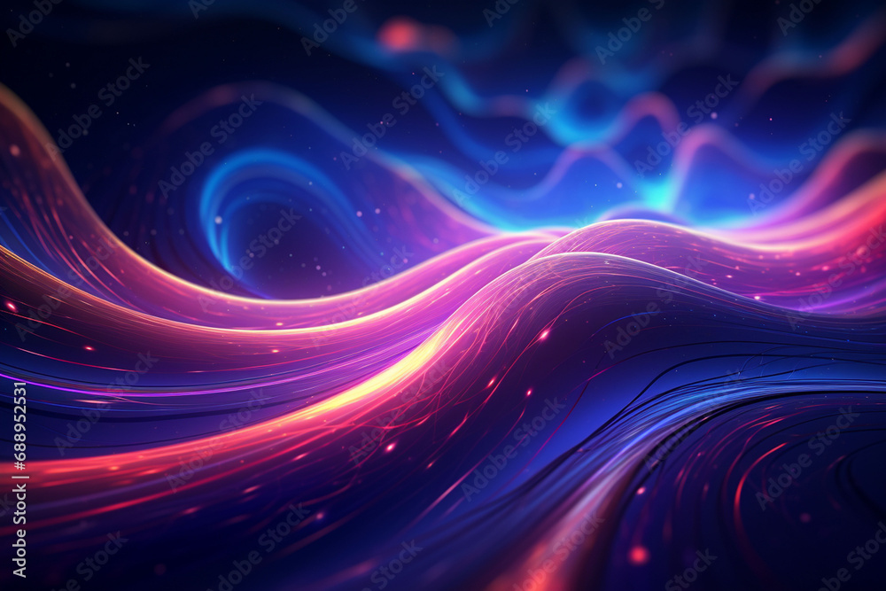 Abstract Neon Wave Background created with Generative AI Abstract Neon Wave Background created with Generative AI