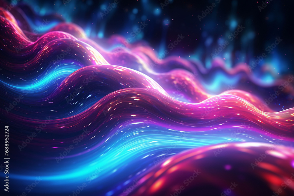 Abstract Neon Wave Background created with Generative AI Abstract Neon Wave Background created with Generative AI