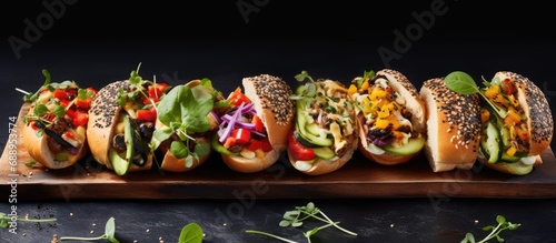 Vegan rolls with various vegetables. photo