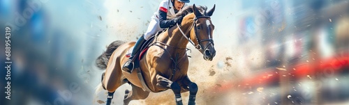 Equestrian jumping sport banner