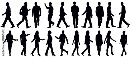 Set of business people silhouette, man and woman team, isolated on white background photo