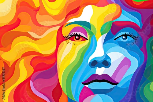 Rainbow color woman portrait background 