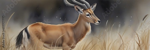 Watercolor painting of Impala in the grass
