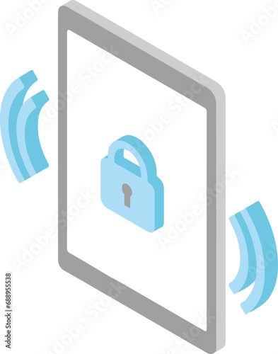 安全にロックされたタブレット端末のアイソメトリックイラスト2