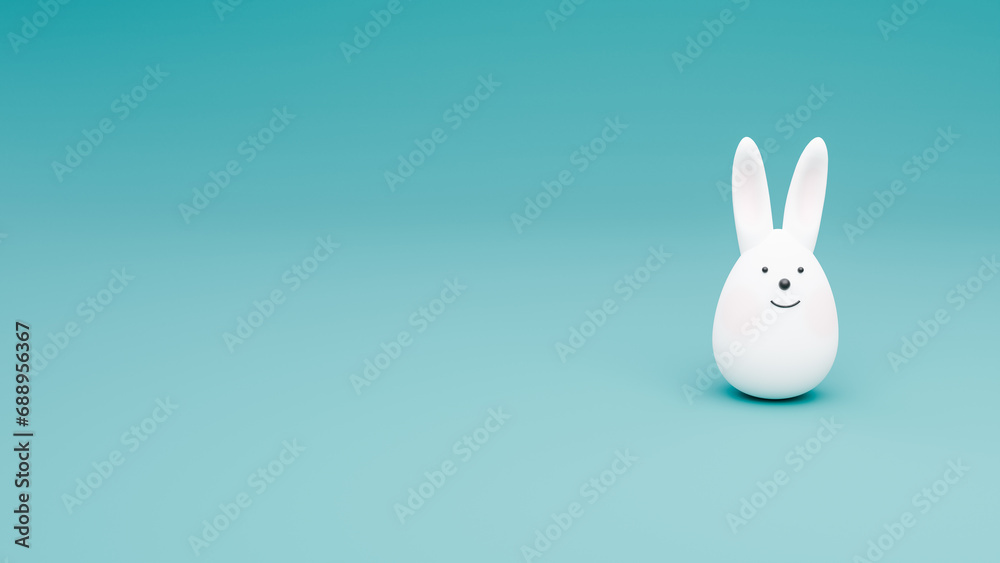 Easter Concept with Easter Bunny and Easter Eggs 3d rendering 