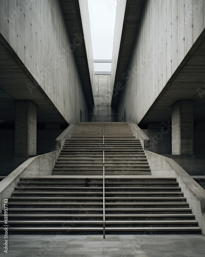 Capturing the Essence: A Striking Architectural Photograph Showcasing the Bold and Imposing Features of a Brutalist Structure