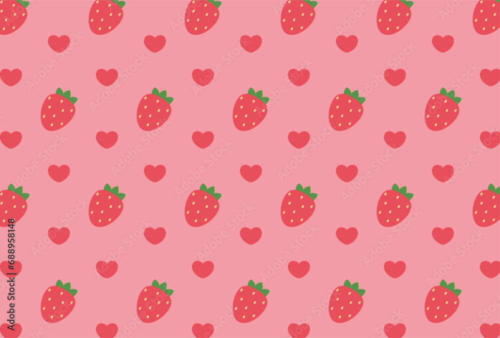 seamless pattern with strawberries and hearts for banners, cards, flyers, social media wallpapers, etc. seamless pattern with strawberries and hearts for banners, cards, flyers, social media wallpapers, etc.