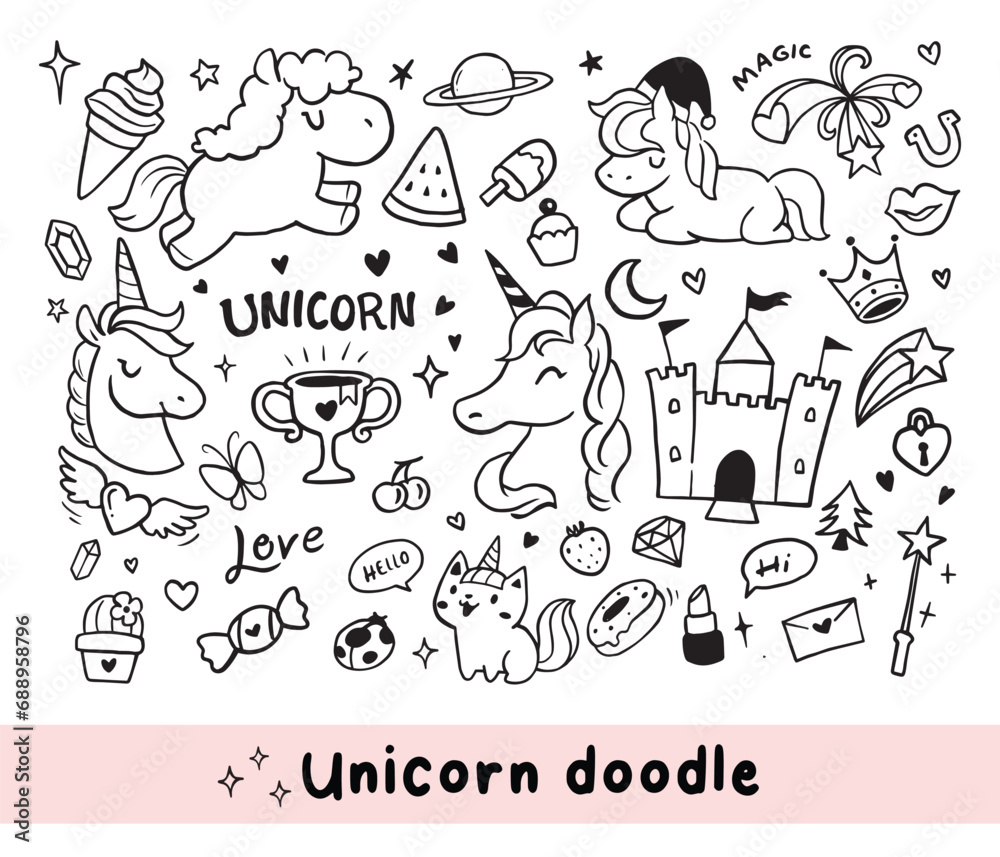 Obraz premium Cute unicorn elements