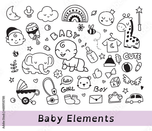 Doodle baby elements  baby collection