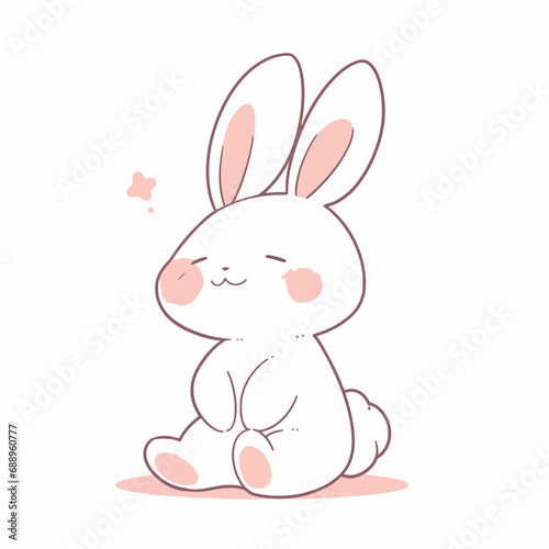 Cute cartoon bunny on white background. Vector illustration for your design