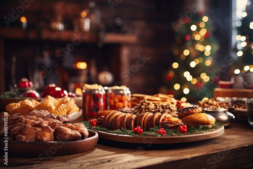 Christmas food dinner background