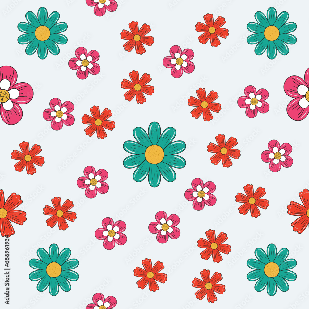 Modern seamless cute flower pattern for social media posts, banners, wrapping paper and textile print. seamless pattern with cute flowers