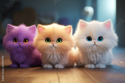 3D character of a cute cat in children's style