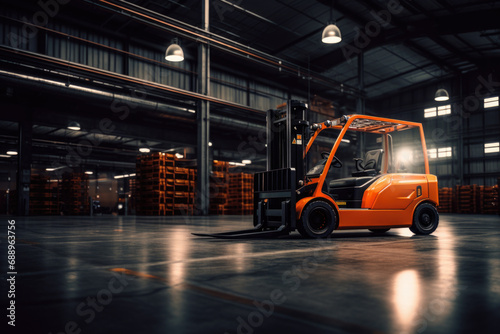 Forklift in front of machinery at industry © Ruslan Gilmanshin