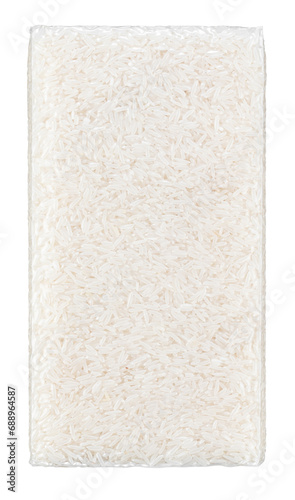 Rice vacuum packaging front sample. Rice packaging.