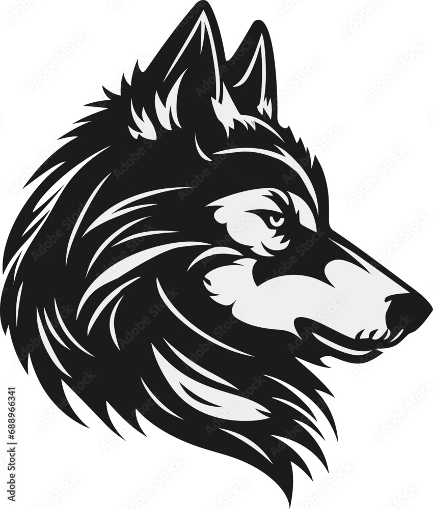 Fototapeta Vector silhouette wolf logo design template
