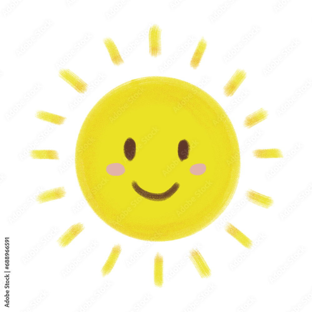 Cartoon illustration of the cute smiley sun