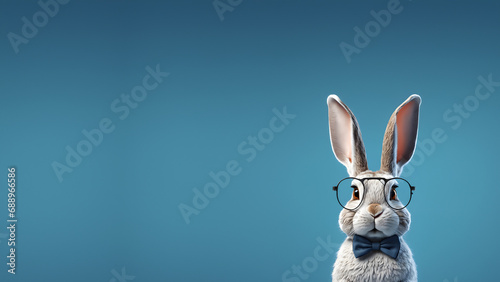 Rabbit isolated in blue background © Mangata Imagine